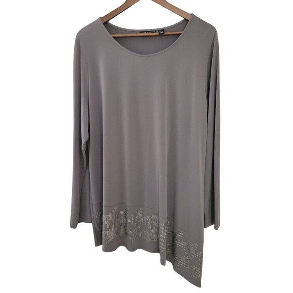 Susan Graver Artisan Asymmetrical Tunic Womens Size 1X Rhinestone Embellished - Picture 4 of 8